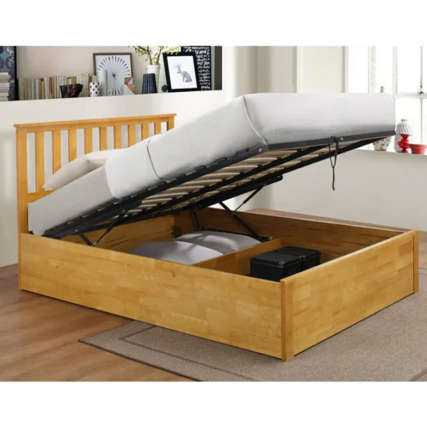 Shop Zandvoort Oak 4FT6 Storage Double Bed - Solid Rubberwood, Affordable & Durable - Image 2